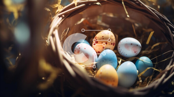 Intra Συλλεκτικό Ξύλινο Παζλ Plywood  4mm - Πολύχρωμο καλάθι με πασχαλινά αυγά για τις ανοιξιάτικες γιορτές Σε Ξύλινο Κουτί - Διαστάσεις: 10x10 cm – 25 κομμάτια