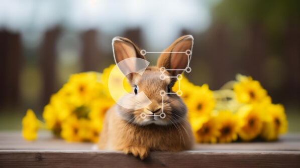 Intra Συλλεκτικό Ξύλινο Παζλ Plywood  4mm - Καφέ λαγουδάκι με ηλιοτρόπια σε ξύλινο τραπέζι Σε Ξύλινο Κουτί - Διαστάσεις: 10x10 cm – 25 κομμάτια