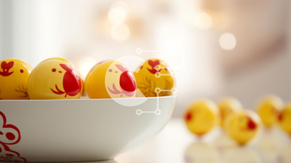 Σετ των 2 Intra Συλλεκτικό Ξύλινο Παζλ Plywood  4mm - Λευκό μπολ με κίτρινα αυγά σε σχήμα κοτόπουλου Σε Ξύλινο Κουτί - Διαστάσεις: 10x10 cm – 25 κομμάτια