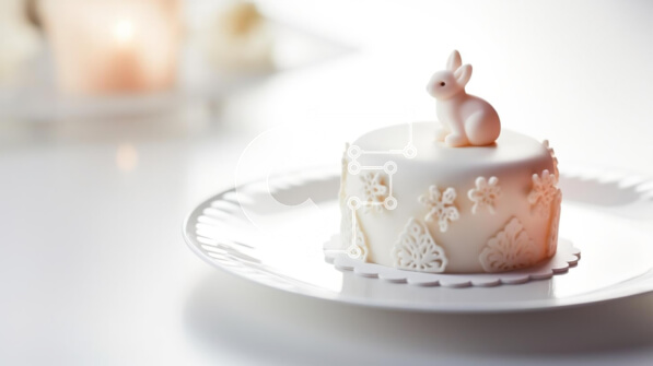 Σετ των 2 Intra Συλλεκτικό Ξύλινο Παζλ Plywood  4mm - Λευκή τούρτα με ειδώλιο λαγουδάκι και κεριά Σε Ξύλινο Κουτί - Διαστάσεις: 10x10 cm – 25 κομμάτια