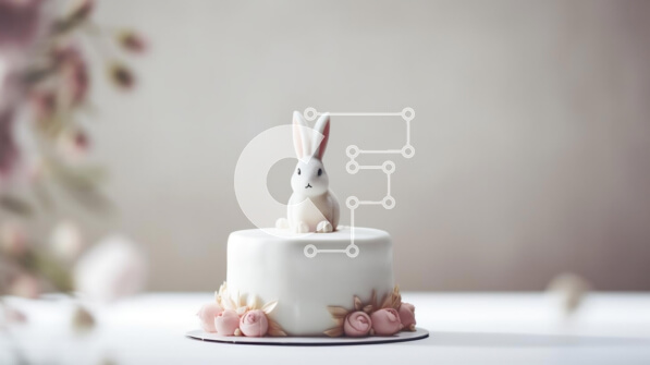 Σετ των 2 Intra Συλλεκτικό Ξύλινο Παζλ Plywood  4mm - Πασχαλινό κέικ λαγουδάκι με ροζ και λευκά λουλούδια Σε Ξύλινο Κουτί - Διαστάσεις: 10x10 cm – 25 κομμάτια