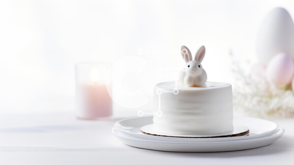 Intra Συλλεκτικό Ξύλινο Παζλ Plywood  4mm - Ειδώλιο λαγουδάκι του Πάσχα σε κέικ με κεριά Σε Ξύλινο Κουτί - Διαστάσεις: 10x10 cm – 25 κομμάτια