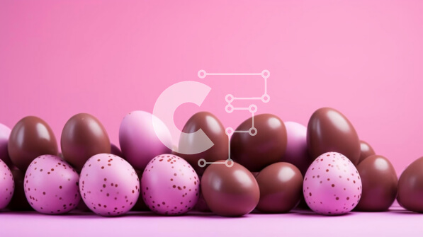 Intra Συλλεκτικό Ξύλινο Παζλ Plywood  4mm - Πασχαλινά αυγά σε ροζ φόντο Σε Ξύλινο Κουτί - Διαστάσεις: 10x10 cm – 25 κομμάτια