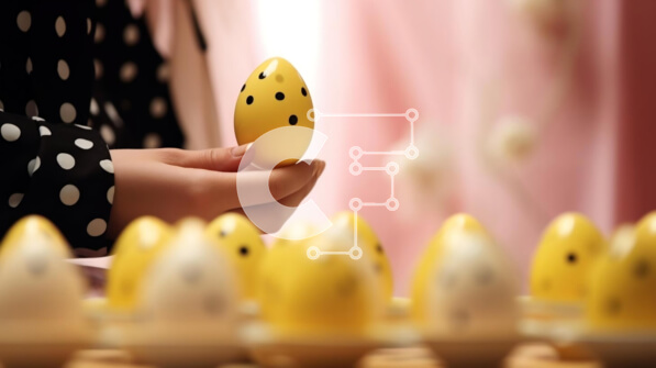 Intra Συλλεκτικό Ξύλινο Παζλ Plywood  4mm - Πασχαλινή γιορτή με κίτρινα και λευκά παιχνίδια σε σχήμα αυγού Σε Ξύλινο Κουτί - Διαστάσεις: 10x10 cm – 25 κομμάτια