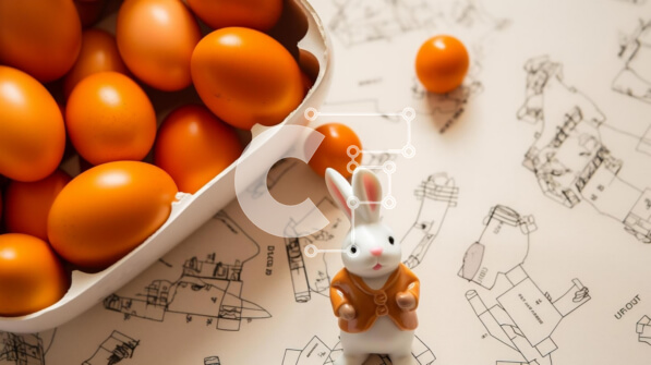 Intra Συλλεκτικό Ξύλινο Παζλ Plywood  4mm - Κουνελάκι παιχνίδι με πορτοκαλί αυγά για τον εορτασμό του Πάσχα Σε Ξύλινο Κουτί - Διαστάσεις: 10x10 cm – 25 κομμάτια