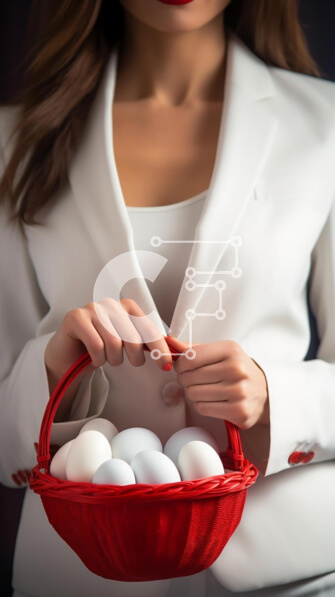 Intra Συλλεκτικό Ξύλινο Παζλ Plywood  4mm - Γυναίκα με το κόκκινο καλάθι με πασχαλινά αυγά Σε Ξύλινο Κουτί - Διαστάσεις: 10x10 cm – 25 κομμάτια