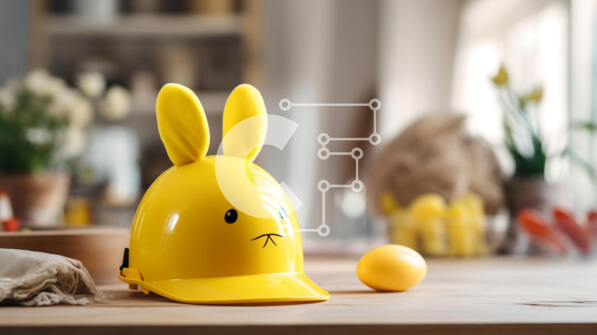 Intra Συλλεκτικό Ξύλινο Παζλ Plywood  4mm - Πασχαλινό κράνος και αυγό λαγουδάκι στην εορταστική γιορτή Σε Ξύλινο Κουτί - Διαστάσεις: 10x10 cm – 25 κομμάτια