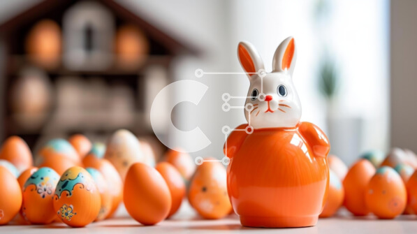 Intra Συλλεκτικό Ξύλινο Παζλ Plywood  4mm - Ειδώλιο λαγουδάκι του Πάσχα με πολύχρωμα πασχαλινά αυγά Σε Ξύλινο Κουτί - Διαστάσεις: 10x10 cm – 25 κομμάτια