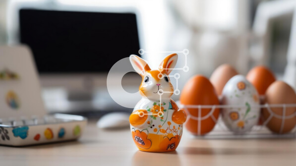 Intra Συλλεκτικό Ξύλινο Παζλ Plywood  4mm - Ειδώλιο λαγουδάκι του Πάσχα και αυγά σε ξύλινο τραπέζι Σε Ξύλινο Κουτί - Διαστάσεις: 10x10 cm – 25 κομμάτια