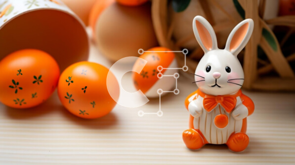 Intra Συλλεκτικό Ξύλινο Παζλ Plywood  4mm - Ειδώλιο λαγουδάκι του Πάσχα και αυγά σε ξύλινο τραπέζι Σε Ξύλινο Κουτί - Διαστάσεις: 10x10 cm – 25 κομμάτια