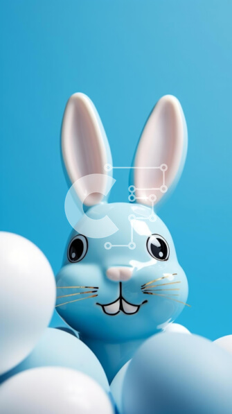 Intra Συλλεκτικό Ξύλινο Παζλ Plywood  4mm - Μπλε ειδώλιο λαγουδάκι με λευκά πασχαλινά αυγά Σε Ξύλινο Κουτί - Διαστάσεις Puzzle: 10x10 cm – 25 κομμάτια