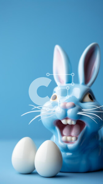 Intra Συλλεκτικό Ξύλινο Παζλ Plywood  4mm - Μπλε λαγουδάκι με λευκά αυγά για πασχαλινή διακόσμηση Σε Ξύλινο Κουτί - Διαστάσεις: 10x10 cm – 25 κομμάτια