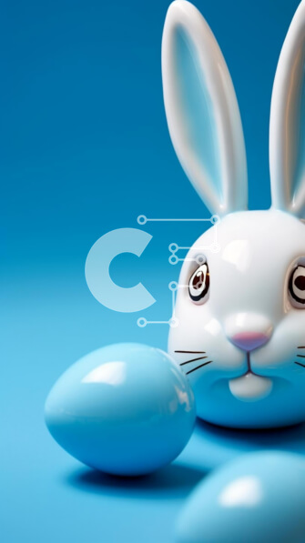 Intra Συλλεκτικό Ξύλινο Παζλ Plywood  4mm - Ειδώλιο λαγουδάκι του Πάσχα και μπλε αυγά σε άσπρο φόντο Σε Ξύλινο Κουτί - Διαστάσεις: 10x10 cm – 25 κομμάτια