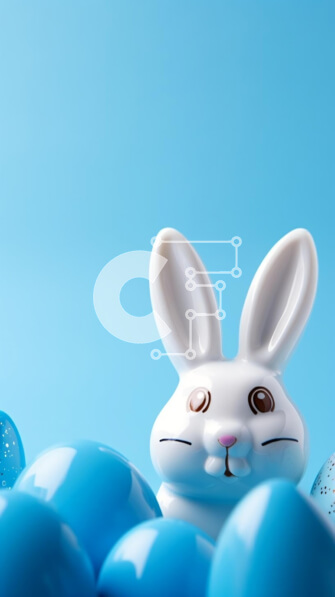 Intra Συλλεκτικό Ξύλινο Παζλ Plywood  4mm - Ειδώλιο λαγουδάκι του Πάσχα που περιβάλλεται από μπλε αυγά Σε Ξύλινο Κουτί - Διαστάσεις: 10x10 cm – 25 κομμάτια