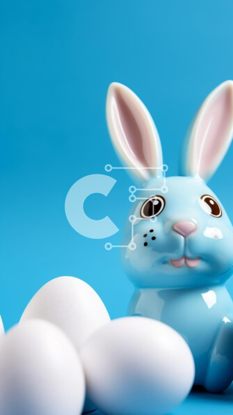 Intra Συλλεκτικό Ξύλινο Παζλ Plywood  4mm - Μπλε ειδώλιο λαγουδάκι και λευκά πασχαλινά αυγά Σε Ξύλινο Κουτί - Διαστάσεις: 10x10 cm – 25 κομμάτια