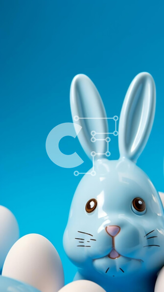 Intra Συλλεκτικό Ξύλινο Παζλ Plywood  4mm - Μπλε ειδώλιο λαγουδάκι με λευκά αυγά Σε Ξύλινο Κουτί - Διαστάσεις: 10x10 cm – 25 κομμάτια