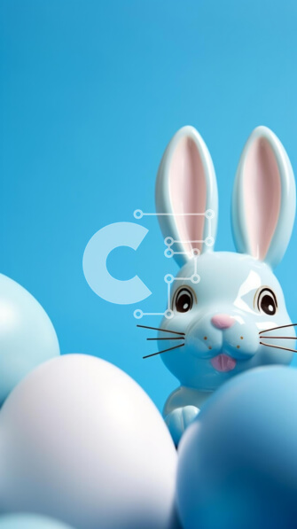 Intra Συλλεκτικό Ξύλινο Παζλ Plywood  4mm - Μπλε λαγουδάκι και αυγά για τον εορτασμό του Πάσχα Σε Ξύλινο Κουτί - Διαστάσεις: 10x10 cm – 25 κομμάτια