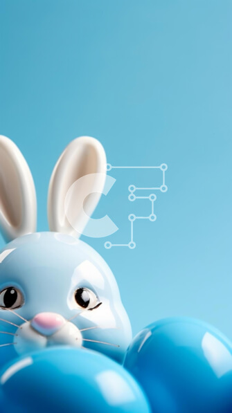 Intra Συλλεκτικό Ξύλινο Παζλ Plywood  4mm - Μπλε κουνελάκι με μπλε μπαλόνια Σε Ξύλινο Κουτί - Διαστάσεις: 10x10 cm – 25 κομμάτια