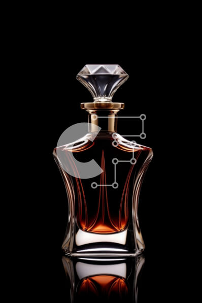 Intra Συλλεκτικό Ξύλινο Παζλ Plywood  4mm - Μπουκάλι αρώματος με περίτεχνη κορυφή διαμαντιού σε μαύρο φόντο Σε Ξύλινο Κουτί - Διαστάσεις Puzzle: 10x10 cm – 25 κομμάτια