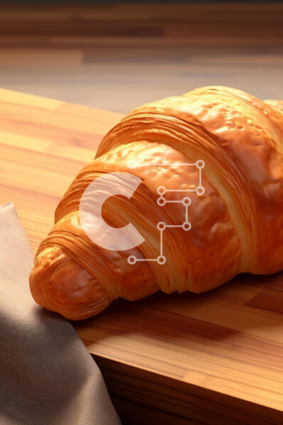 Σετ των 2 Intra Συλλεκτικό Ξύλινο Παζλ Plywood  4mm - Φρεσκοψημένο κρουασάν σε ξύλινο ξύλο κοπής Σε Ξύλινο Κουτί - Διαστάσεις: 10x10 cm – 25 κομμάτια