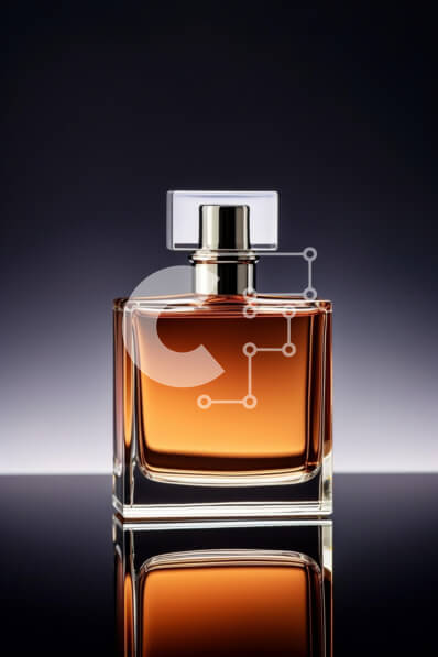 Intra Συλλεκτικό Ξύλινο Παζλ Plywood  4mm - Άδειο μπουκάλι αρώματος σε μαύρη επιφάνεια με αντανακλάσεις Σε Ξύλινο Κουτί - Διαστάσεις Puzzle: 10x10 cm – 25 κομμάτια