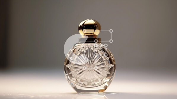 Intra Συλλεκτικό Ξύλινο Παζλ Plywood  4mm - Διαφανές γυάλινο μπουκάλι αρώματος σε υπόλευκη επιφάνεια Σε Ξύλινο Κουτί - Διαστάσεις Puzzle: 10x10 cm – 25 κομμάτια