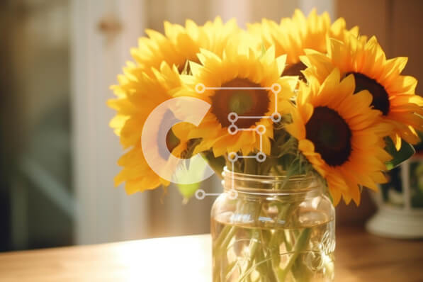 Intra Συλλεκτικό Ξύλινο Παζλ Plywood  4mm - Κίτρινα ηλιοτρόπια στο βάζο Mason στο τραπέζι Σε Ξύλινο Κουτί - Διαστάσεις: 10x10 cm – 25 κομμάτια