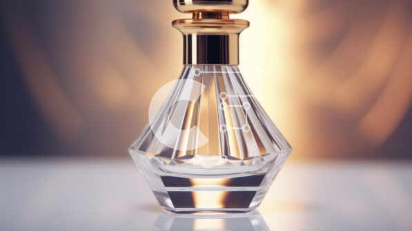 Intra Συλλεκτικό Ξύλινο Παζλ Plywood  4mm - Κομψό διαφανές γυάλινο μπουκάλι αρώματος σε φωτιζόμενο τραπέζι Σε Ξύλινο Κουτί - Διαστάσεις Puzzle: 10x10 cm – 25 κομμάτια