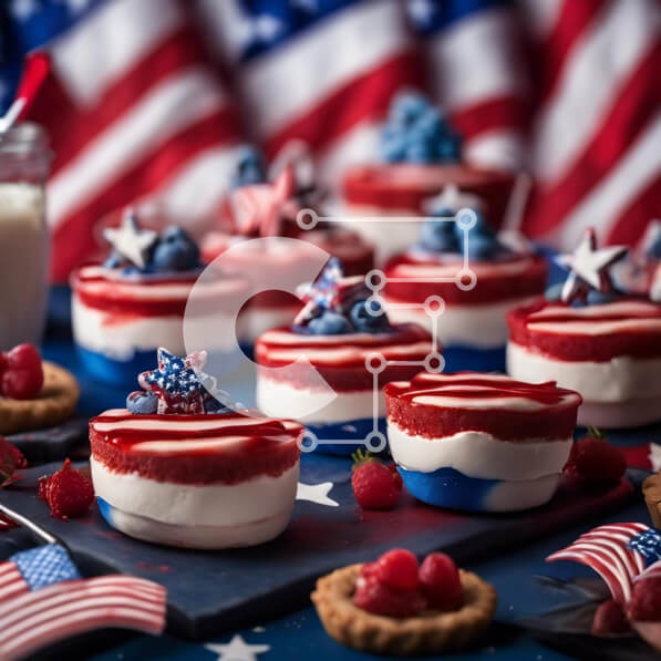 Intra Συλλεκτικό Ξύλινο Παζλ Plywood  4mm - Επιδόρπια με πατριωτικό θέμα για τη γιορτή της 4ης Ιουλίου Σε Ξύλινο Κουτί - Διαστάσεις: 10x10 cm – 25 κομμάτια