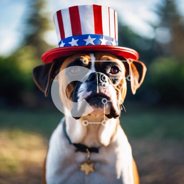 Intra Συλλεκτικό Ξύλινο Παζλ Plywood  4mm - Πατριωτικός σκύλος μπόξερ στο γρασίδι Σε Ξύλινο Κουτί - Διαστάσεις: 10x10 cm – 25 κομμάτια