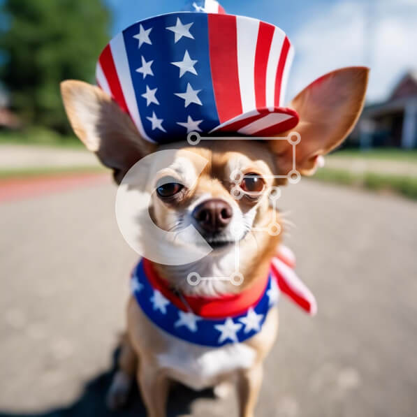 Intra Συλλεκτικό Ξύλινο Παζλ Plywood  4mm - Πατριωτικό μικρό σκυλί που γιορτάζει την 4η Ιουλίου Σε Ξύλινο Κουτί - Διαστάσεις: 10x10 cm – 25 κομμάτια