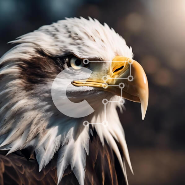 Intra Συλλεκτικό Ξύλινο Παζλ Plywood  4mm - Κοντινό πλάνο Majestic Eagle με ανοιχτό ράμφος Σε Ξύλινο Κουτί - Διαστάσεις: 10x10 cm – 25 κομμάτια