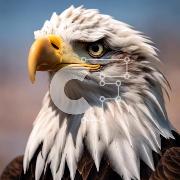 Intra Συλλεκτικό Ξύλινο Παζλ Plywood  4mm - Κοντινό πλάνο κεφαλιού αετού με ορθάνοιχτο ράμφος Σε Ξύλινο Κουτί - Διαστάσεις: 10x10 cm – 25 κομμάτια