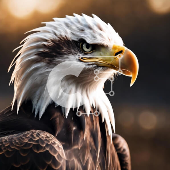 Intra Συλλεκτικό Ξύλινο Παζλ Plywood  4mm - Κοντινό πλάνο ενός αετού με γερμένο κεφάλι και ράμφος Σε Ξύλινο Κουτί - Διαστάσεις: 10x10 cm – 25 κομμάτια