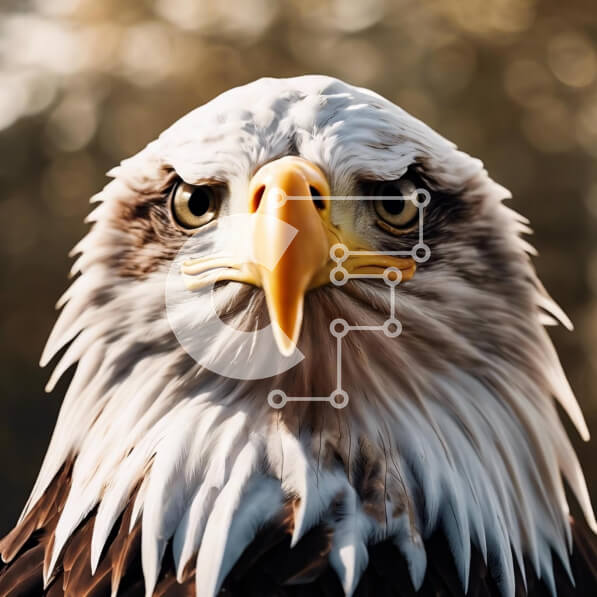 Intra Συλλεκτικό Ξύλινο Παζλ Plywood  4mm - Κοντινό πλάνο του προσώπου του αετού με ανοιχτό ράμφος Σε Ξύλινο Κουτί - Διαστάσεις: 10x10 cm – 25 κομμάτια