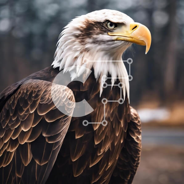 Intra Συλλεκτικό Ξύλινο Παζλ Plywood  4mm - Κοντινό πλάνο ενός αετού με ανοιχτό ράμφος Σε Ξύλινο Κουτί - Διαστάσεις: 10x10 cm – 25 κομμάτια