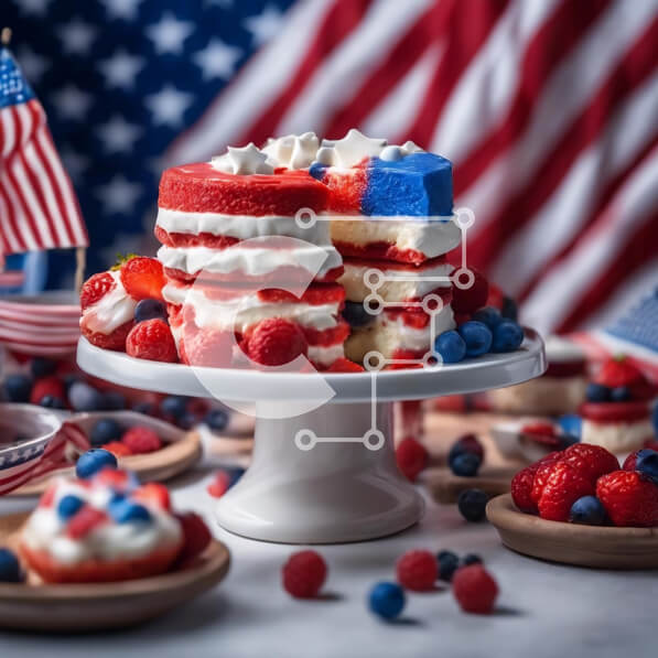 Σετ των 2 Intra Συλλεκτικό Ξύλινο Παζλ Plywood  4mm - Τούρτα με πατριωτικό θέμα με κόκκινες, λευκές και μπλε διακοσμήσεις Σε Ξύλινο Κουτί - Διαστάσεις: 10x10 cm – 25 κομμάτια