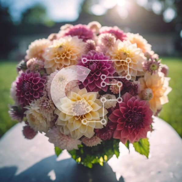 Intra Συλλεκτικό Ξύλινο Παζλ Plywood  4mm - Πολύχρωμο βάζο λουλουδιών σε τραπέζι εξωτερικού χώρου Σε Ξύλινο Κουτί - Διαστάσεις: 10x10 cm – 25 κομμάτια