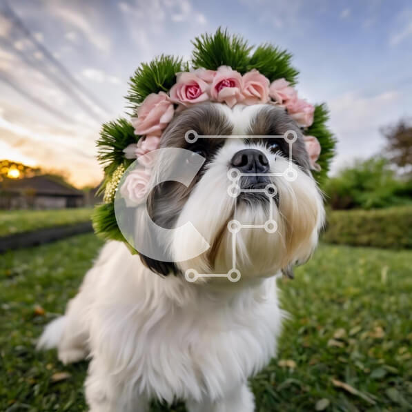 Intra Συλλεκτικό Ξύλινο Παζλ Plywood  4mm - Χαριτωμένο μικρό σκυλάκι με λουλουδένια σύνθεση Σε Ξύλινο Κουτί - Διαστάσεις: 10x10 cm – 25 κομμάτια