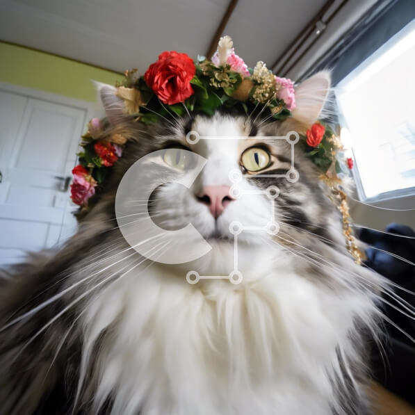 Intra Συλλεκτικό Ξύλινο Παζλ Plywood  4mm - Γάτα με στεφάνι λουλουδιών Σε Ξύλινο Κουτί - Διαστάσεις: 10x10 cm – 25 κομμάτια