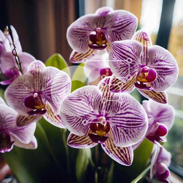 Intra Συλλεκτικό Ξύλινο Παζλ Plywood  4mm - Ζωντανές μωβ ορχιδέες σε βάζο από ανοιχτό παράθυρο Σε Ξύλινο Κουτί - Διαστάσεις: 10x10 cm – 25 κομμάτια