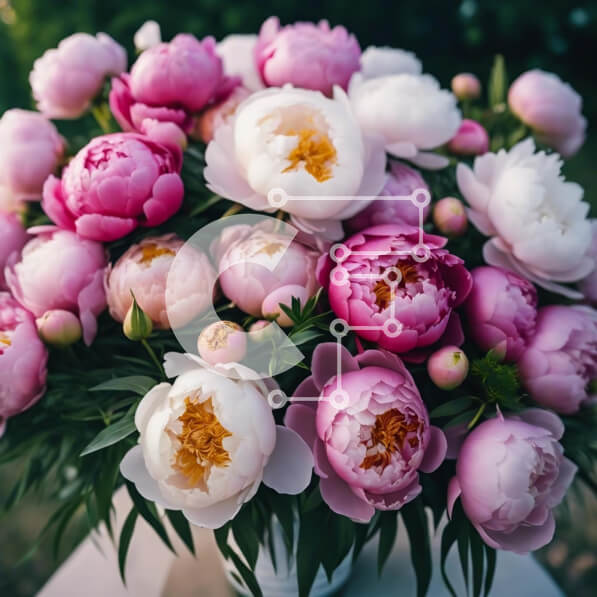 Intra Συλλεκτικό Ξύλινο Παζλ Plywood  4mm - Ροζ και λευκές παιώνιες σε λευκό βάζο Σε Ξύλινο Κουτί - Διαστάσεις: 10x10 cm – 25 κομμάτια