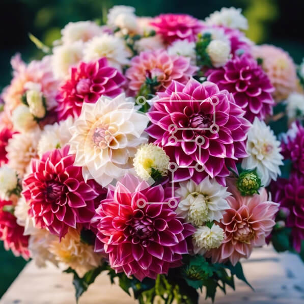 Intra Συλλεκτικό Ξύλινο Παζλ Plywood  4mm - Πολύχρωμα λουλούδια Ντάλια σε βάζο Σε Ξύλινο Κουτί - Διαστάσεις: 10x10 cm – 25 κομμάτια