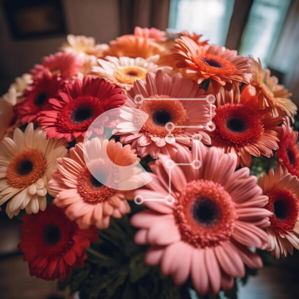 Intra Συλλεκτικό Ξύλινο Παζλ Plywood  4mm - Ζωντανό μπουκέτο με πολύχρωμα λουλούδια σε ξύλινο τραπέζι Σε Ξύλινο Κουτί - Διαστάσεις: 10x10 cm – 25 κομμάτια