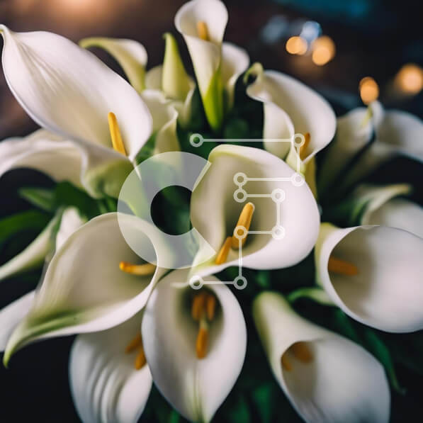 Intra Συλλεκτικό Ξύλινο Παζλ Plywood  4mm - Μπουκέτο με λευκά κρίνα Calla στο τραπέζι Σε Ξύλινο Κουτί - Διαστάσεις: 10x10 cm – 25 κομμάτια