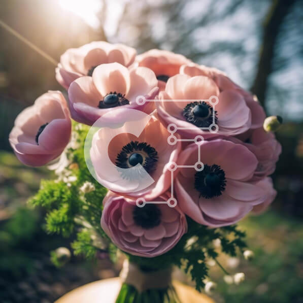 Intra Συλλεκτικό Ξύλινο Παζλ Plywood  4mm - Μπουκέτο με ροζ ανεμώνες σε πλήρη άνθιση Σε Ξύλινο Κουτί - Διαστάσεις: 10x10 cm – 25 κομμάτια