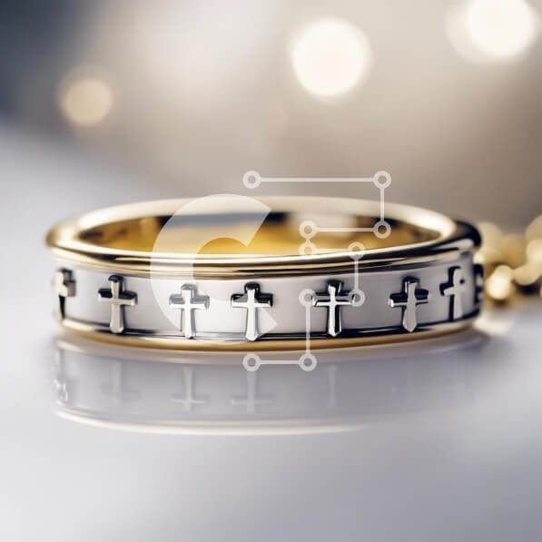 Σετ των 2 Intra Συλλεκτικό Ξύλινο Παζλ Plywood  4mm - Χρυσό και λευκό κορδόνι γάμου με σχέδια σε σχήμα σταυρού Σε Ξύλινο Κουτί - Διαστάσεις: 10x10 cm – 25 κομμάτια