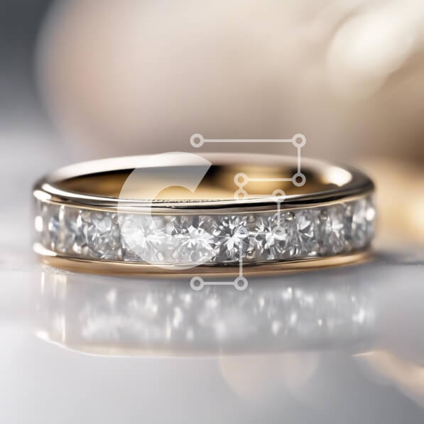 Σετ των 2 Intra Συλλεκτικό Ξύλινο Παζλ Plywood  4mm - Γαμήλια μπάντα από χρυσό και διαμάντι με στρογγυλά διαμάντια σε μπριγιάν Σε Ξύλινο Κουτί - Διαστάσεις: 10x10 cm – 25 κομμάτια