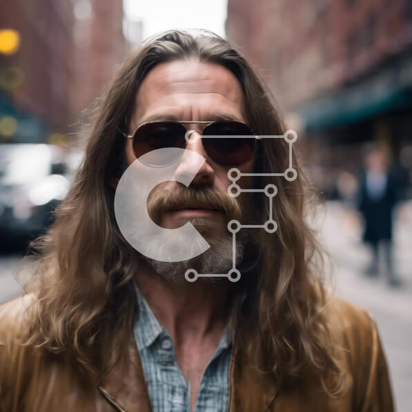 Intra Συλλεκτικό Ξύλινο Παζλ Plywood  4mm - Άνδρας που φορά καφέ δερμάτινο μπουφάν και γυαλιά ηλίου στο δρόμο της πόλης Σε Ξύλινο Κουτί - Διαστάσεις Puzzle: 10x10 cm – 25 κομμάτια