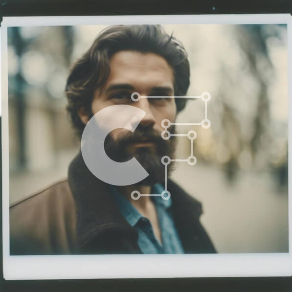 Intra Συλλεκτικό Ξύλινο Παζλ Plywood  4mm - Γενειοφόρος άνδρας στο δρόμο με καφέ σακάκι Σε Ξύλινο Κουτί - Διαστάσεις Puzzle: 10x10 cm – 25 κομμάτια